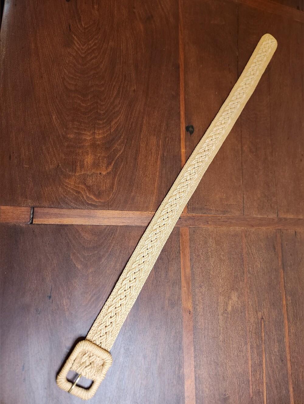 Vintage 80s Accessories By Pearl Woven Straw Belt in Natural Beige